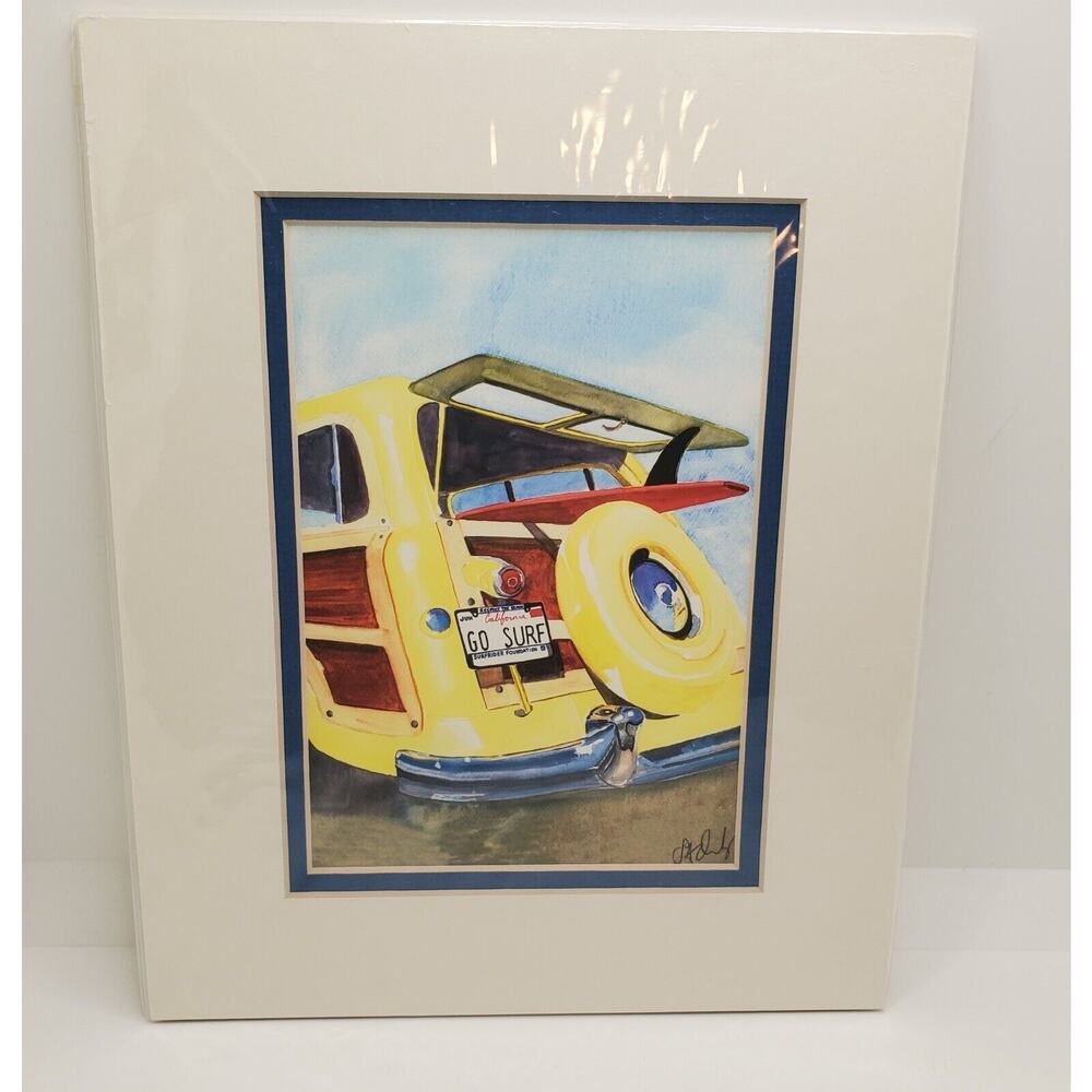 Yellow Woody Print Of Original Watercolor Sharon Quick San Diego Matted 10"x8"